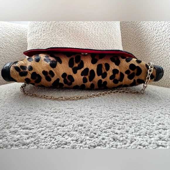 Black Label by Chico's Leopard Print Clutch/Shoulder Bag